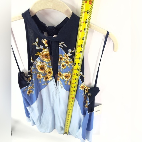 Free People Beat Of My Heart Tunic Top Mini Dress Size S Blue Floral Halter NWT - Picture 11 of 12